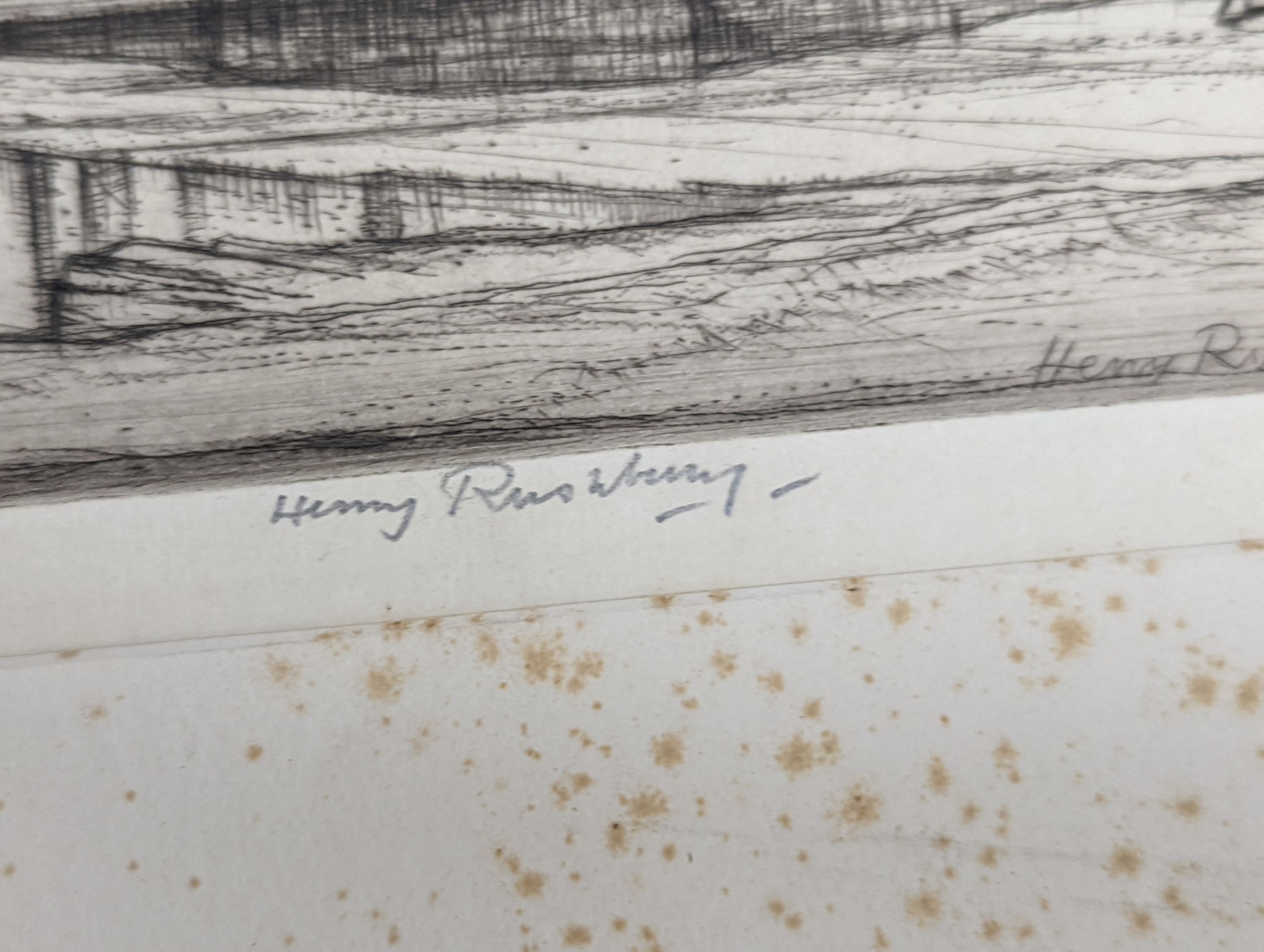 Sir Henry Rushbury RA (1889-1968), dry point etching, View of St Paul's during the Blitz, signed in pencil and dated 1942 in the plate, 25 x 37cm, unframed